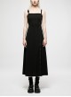 Punk Dark Simple A Version Slit Metal Buttonhole Decoration Knitting Long Slip Dress