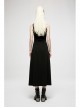 Punk Dark Simple A Version Slit Metal Buttonhole Decoration Knitting Long Slip Dress