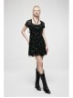 Mesh Stitching Knitting Puffy Hem Elastic Elastic Waistband Design Check Print Punk Short Sleeve Dress