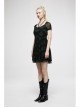 Mesh Stitching Knitting Puffy Hem Elastic Elastic Waistband Design Check Print Punk Short Sleeve Dress