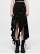 Elasticity Irregular Pleated Ruffle Design Dark Engraved Pendant Punk Long Skirt