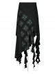 Elasticity Irregular Pleated Ruffle Design Dark Engraved Pendant Punk Long Skirt