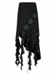 Elasticity Irregular Pleated Ruffle Design Dark Engraved Pendant Punk Long Skirt