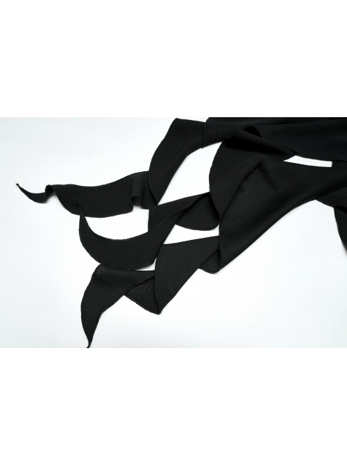 Elasticity Irregular Pleated Ruffle Design Dark Engraved Pendant Punk Long Skirt