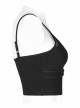 Black Punk Slim Fit Sexy Knitting Metal Heart Buckle Decoration Adjustable Shoulder Straps Female Crop Top