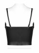 Punk Leather Laminated Fabric Sexy Metal Buckle Decoration Collar Leather Buckle Black Crop Top