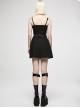 Punk Leather Laminated Fabric Sexy Metal Buckle Decoration Collar Leather Buckle Black Crop Top