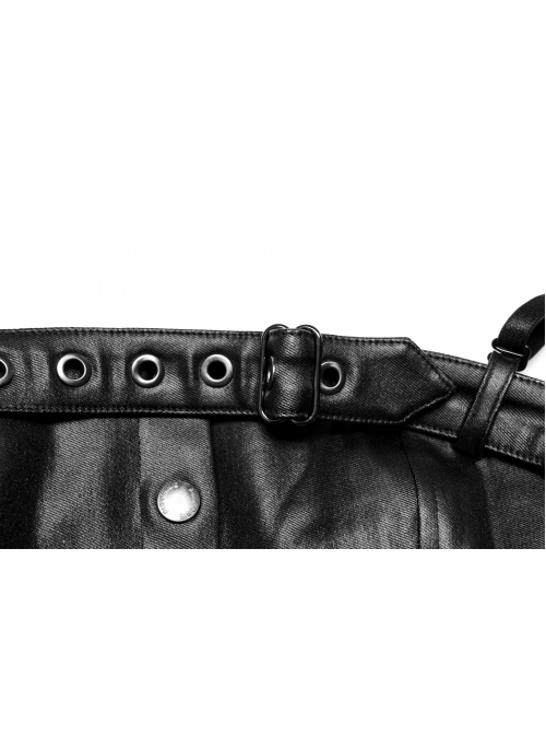 Punk Leather Laminated Fabric Sexy Metal Buckle Decoration Collar Leather Buckle Black Crop Top