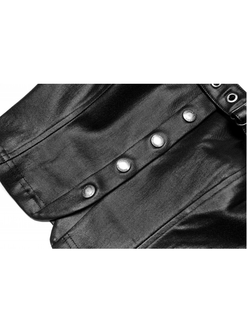 Punk Leather Laminated Fabric Sexy Metal Buckle Decoration Collar Leather Buckle Black Crop Top