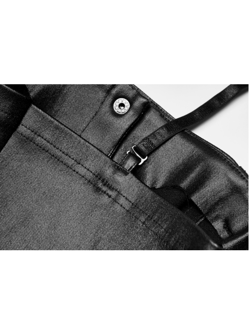 Punk Leather Laminated Fabric Sexy Metal Buckle Decoration Collar Leather Buckle Black Crop Top
