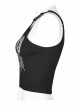 Dark Stretch Knit Personality Asymmetrical Skull Bones Butterfly Print One-Shoulder Black Crop Top
