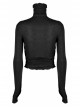 Punk Elasticity Soft Modal Cotton Pleated Asymmetric Butterfly Design Chain Buckle Black Long Sleeve T-Shirt