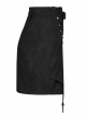 Punk Simple Dark Jacquard Irregular Hem Cross Rope Design Belt Decoration Asymmetric Black Skirt