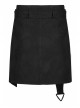 Punk Simple Dark Jacquard Irregular Hem Cross Rope Design Belt Decoration Asymmetric Black Skirt
