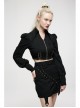 Punk Simple Dark Jacquard Irregular Hem Cross Rope Design Belt Decoration Asymmetric Black Skirt