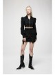 Punk Simple Dark Jacquard Irregular Hem Cross Rope Design Belt Decoration Asymmetric Black Skirt