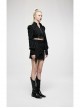 Punk Simple Dark Jacquard Irregular Hem Cross Rope Design Belt Decoration Asymmetric Black Skirt