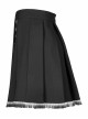 Dark Gradient Lace Trim At Hem Double-Breasted Metal Buckle Pleated Punk Black Female Skirt