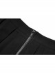Dark Gradient Lace Trim At Hem Double-Breasted Metal Buckle Pleated Punk Black Female Skirt
