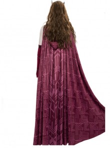 Wanda Vision Scarlet Witch Wanda Django Maximoff Battle Suit Halloween Cosplay Costume Second Version Red Cloak