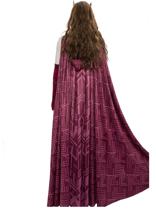 Wanda Vision Scarlet Witch Wanda Django Maximoff Battle Suit Halloween Cosplay Costume Second Version Red Cloak