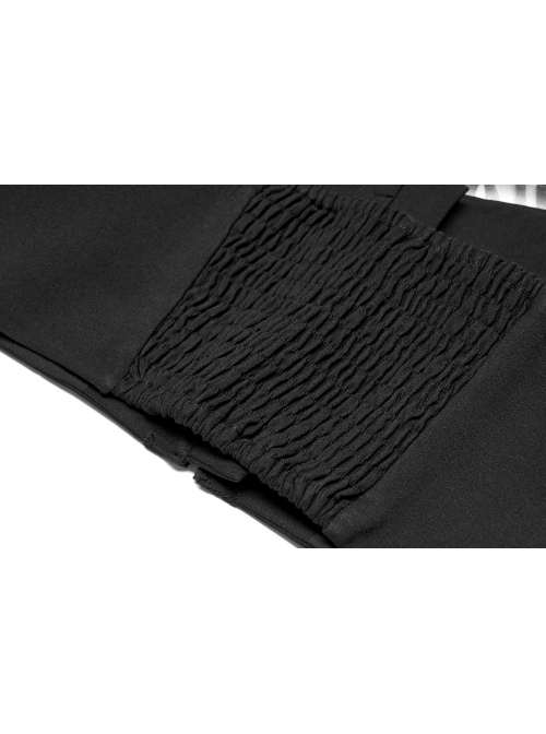 Punk Dark Slim Fit Knitting Gradient Lace Crinkle Metal Buckle Decoration Short Top