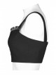Punk Dark Slim Fit Knitting Gradient Lace Crinkle Metal Buckle Decoration Short Top
