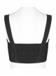 Punk Dark Slim Fit Knitting Gradient Lace Crinkle Metal Buckle Decoration Short Top