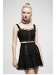 Punk Dark Slim Fit Knitting Gradient Lace Crinkle Metal Buckle Decoration Short Top