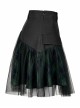 Punk Cotton Splicing Mesh Dark Green Plaid Personalized Pocket Decoration Waist Short Skirt