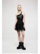 Punk Cotton Splicing Mesh Dark Green Plaid Personalized Pocket Decoration Waist Short Skirt