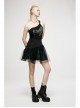 Punk Cotton Splicing Mesh Dark Green Plaid Personalized Pocket Decoration Waist Short Skirt