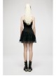Punk Cotton Splicing Mesh Dark Green Plaid Personalized Pocket Decoration Waist Short Skirt