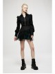 Punk Cotton Splicing Mesh Dark Green Plaid Personalized Pocket Decoration Waist Short Skirt