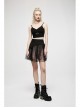 Punk Cotton Splicing Mesh Sweet Pink Plaid Personalized Pocket Decoration Waist Short Skirt
