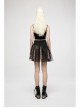 Punk Cotton Splicing Mesh Sweet Pink Plaid Personalized Pocket Decoration Waist Short Skirt
