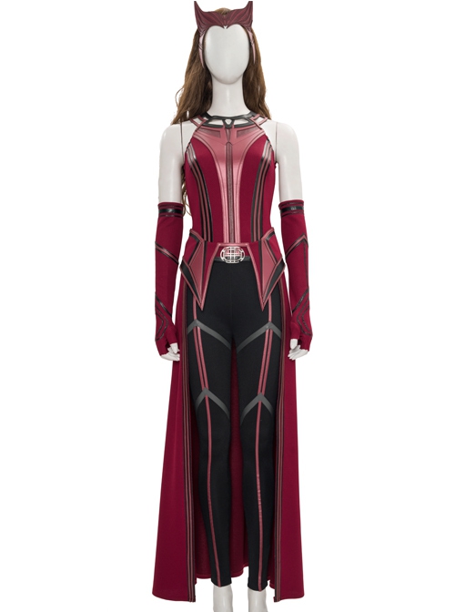 Wanda Vision Scarlet Witch Wanda Django Maximoff Battle Suit Halloween Cosplay Accessories Second Version Red Headgear