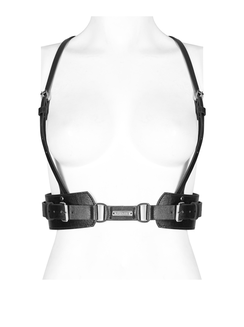 Punk Pu Leather Double-Layer Adjustable Metal Plate Lettering Buckle Strap