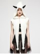 White Plush Sharp Corners Witch Hat Leather Batwing Decoration Punk Hooded Cape Scarf