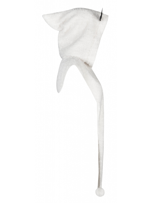 White Plush Sharp Corners Witch Hat Leather Batwing Decoration Punk Hooded Cape Scarf