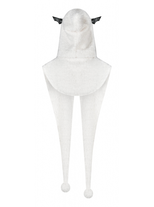 White Plush Sharp Corners Witch Hat Leather Batwing Decoration Punk Hooded Cape Scarf