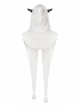 White Plush Sharp Corners Witch Hat Leather Batwing Decoration Punk Hooded Cape Scarf