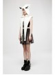 White Plush Sharp Corners Witch Hat Leather Batwing Decoration Punk Hooded Cape Scarf