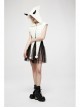 White Plush Sharp Corners Witch Hat Leather Batwing Decoration Punk Hooded Cape Scarf