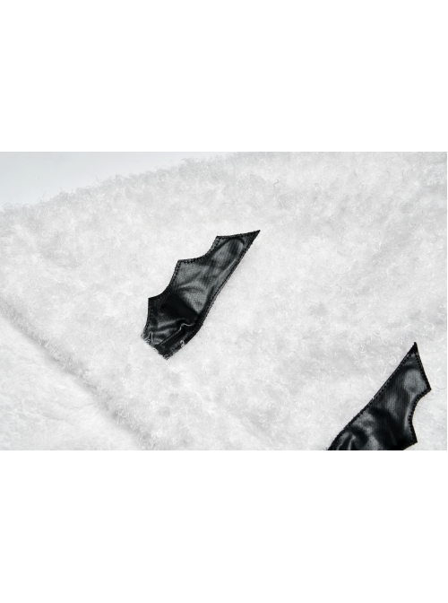 White Plush Sharp Corners Witch Hat Leather Batwing Decoration Punk Hooded Cape Scarf