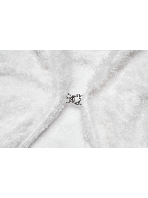 White Plush Sharp Corners Witch Hat Leather Batwing Decoration Punk Hooded Cape Scarf
