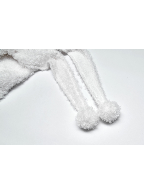 White Plush Sharp Corners Witch Hat Leather Batwing Decoration Punk Hooded Cape Scarf