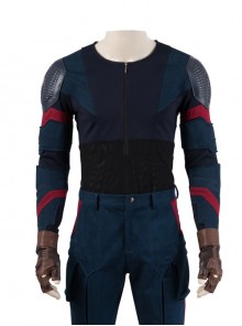 Avengers Endgame Captain America Steve Rogers Battle Suit Halloween Cosplay Costume Blue Bottomed Top 