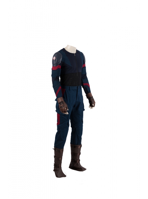 Avengers Endgame Captain America Steve Rogers Battle Suit Halloween Cosplay Costume Blue Bottomed Top