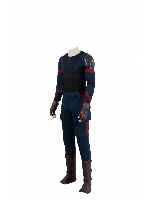Avengers Endgame Captain America Steve Rogers Battle Suit Halloween Cosplay Costume Blue Bottomed Top